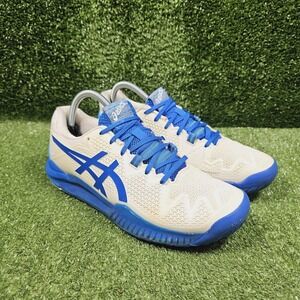 Asics Gel Resolution 8 White Tuna Blue Athletic Tennis Sneakers Mens Size 7